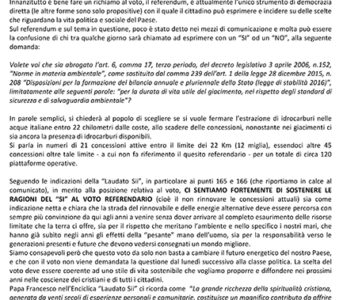 Comunicato congiunto sul Referendum del 17 aprile